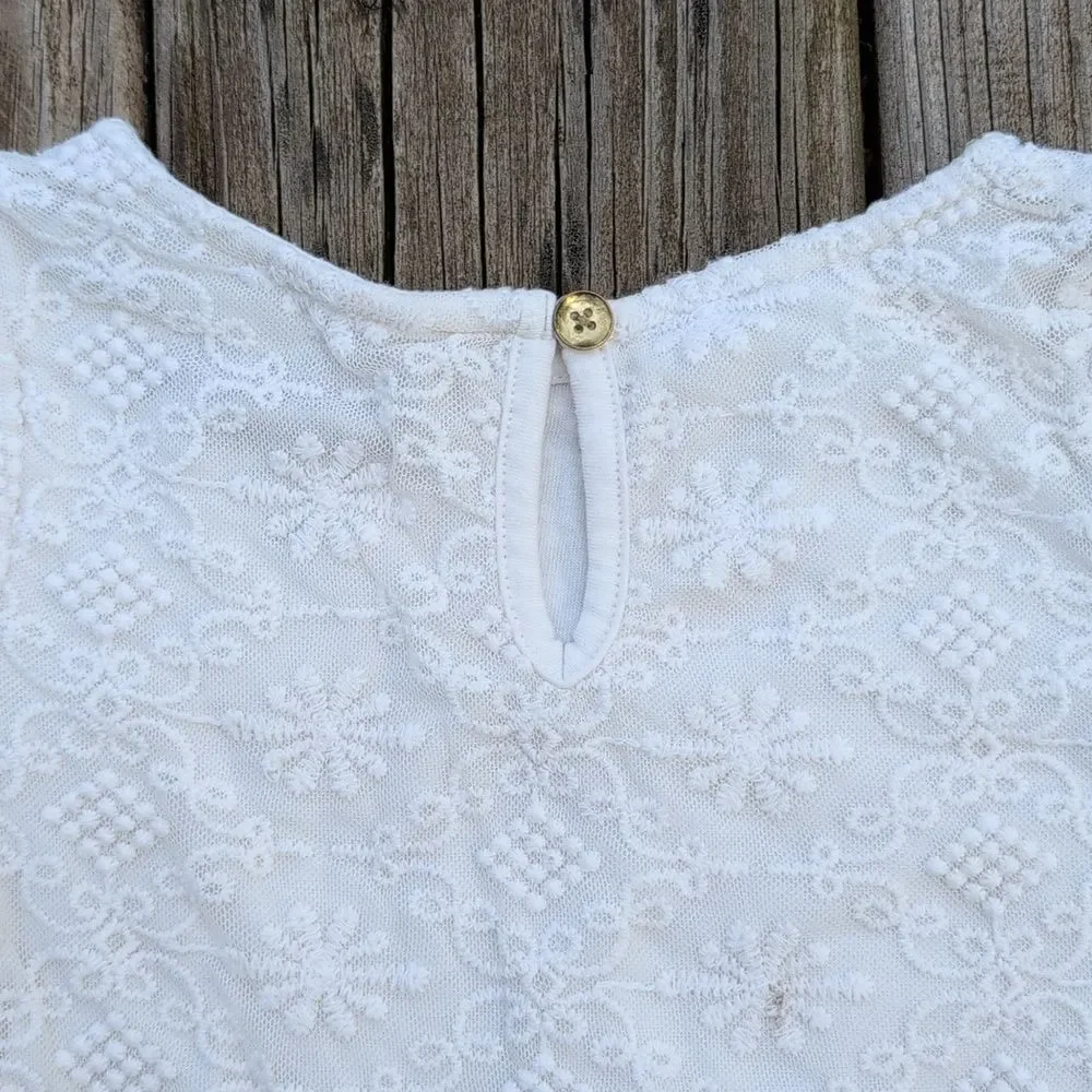 Genuine Kids By Oshkosh 3T White Embroidered Short Sleeve Blouse